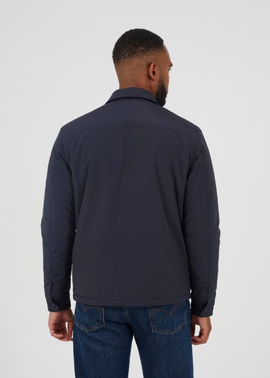 Brave Soul Navy Borg Lined Zip-Up Shacket