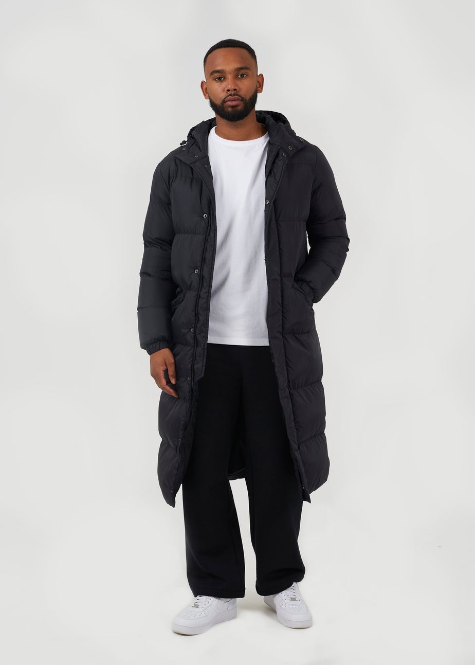 Brave Soul Black Long Length Hooded Padded Puffer Coat