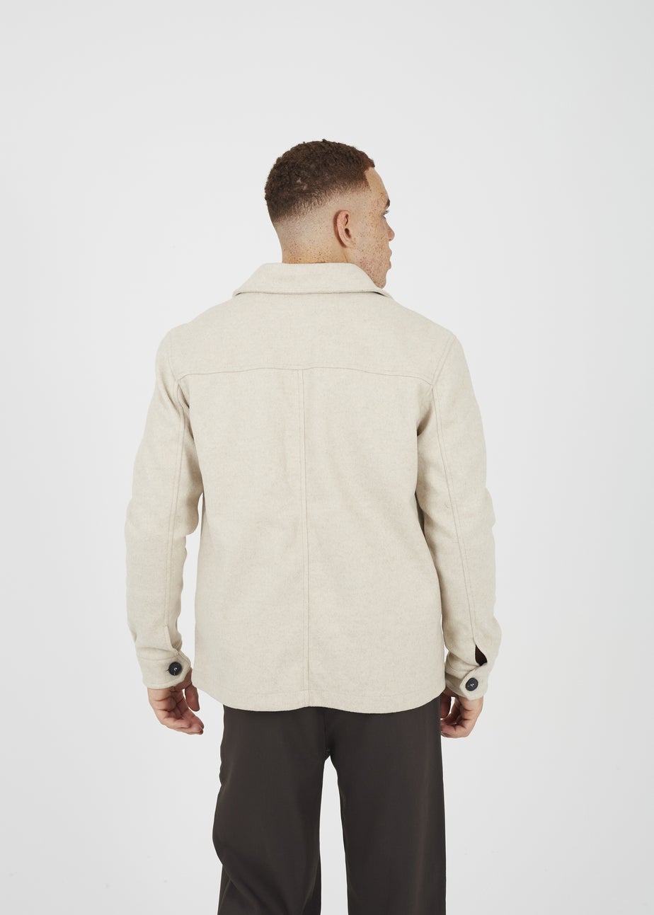 Brave Soul Stone Wool-Look Four Pocket Shacket