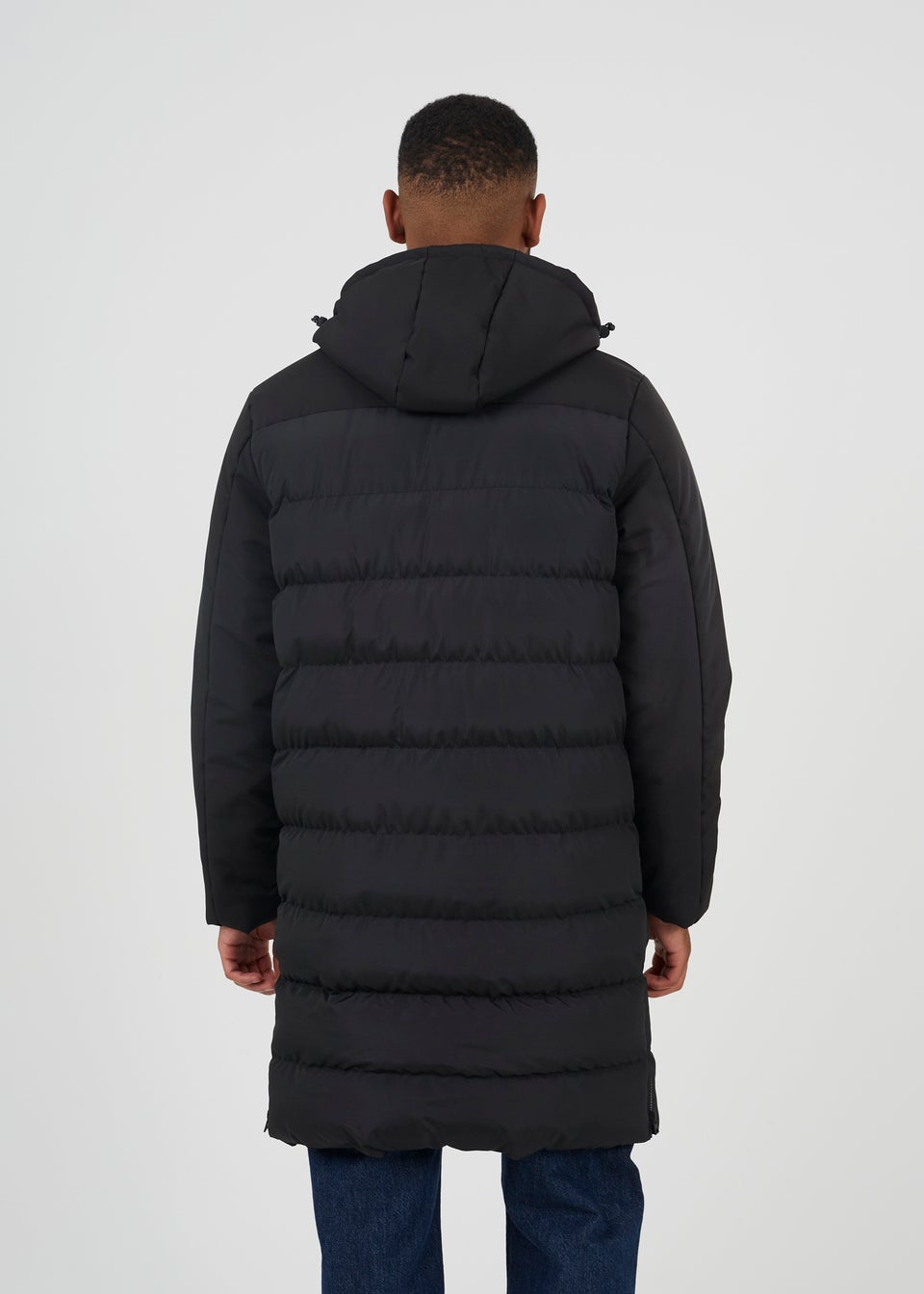 Brave Soul Black Padded Hooded Longline Jacket