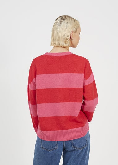 Brave Soul Red Stripe Sequin Detail Christmas Jumper