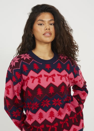 Brave Soul Navy Fairisle Christmas Jumper
