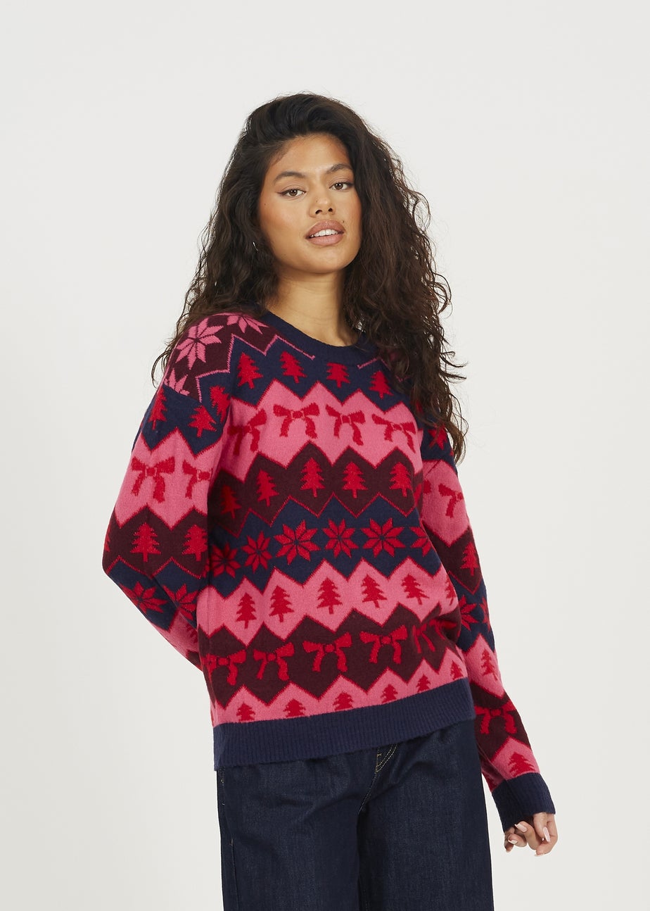Brave Soul Navy Fairisle Christmas Jumper