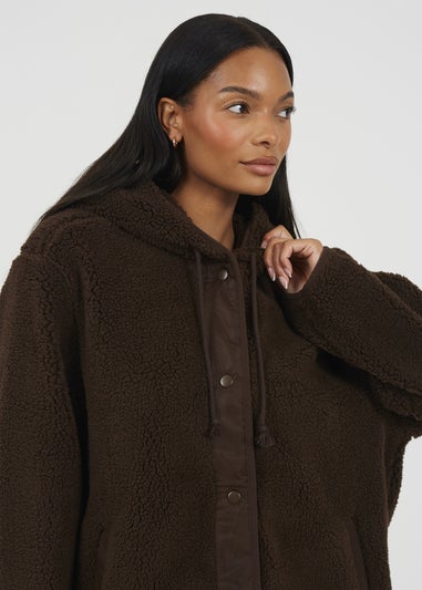 Brave Soul Chocolate Hooded Fleece Jacket