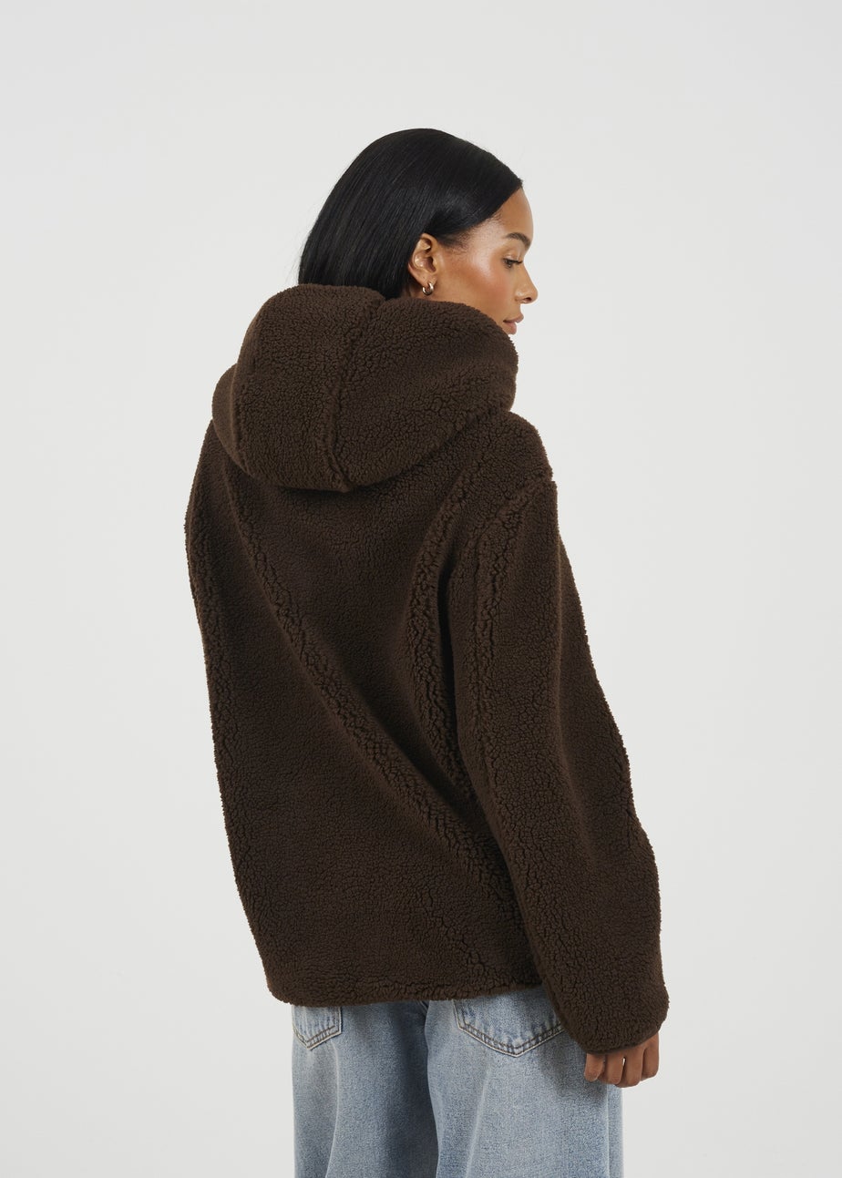Brave Soul Chocolate Hooded Fleece Jacket