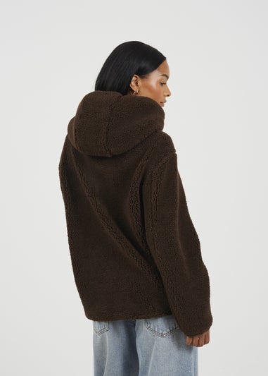 Brave Soul Chocolate Hooded Fleece Jacket