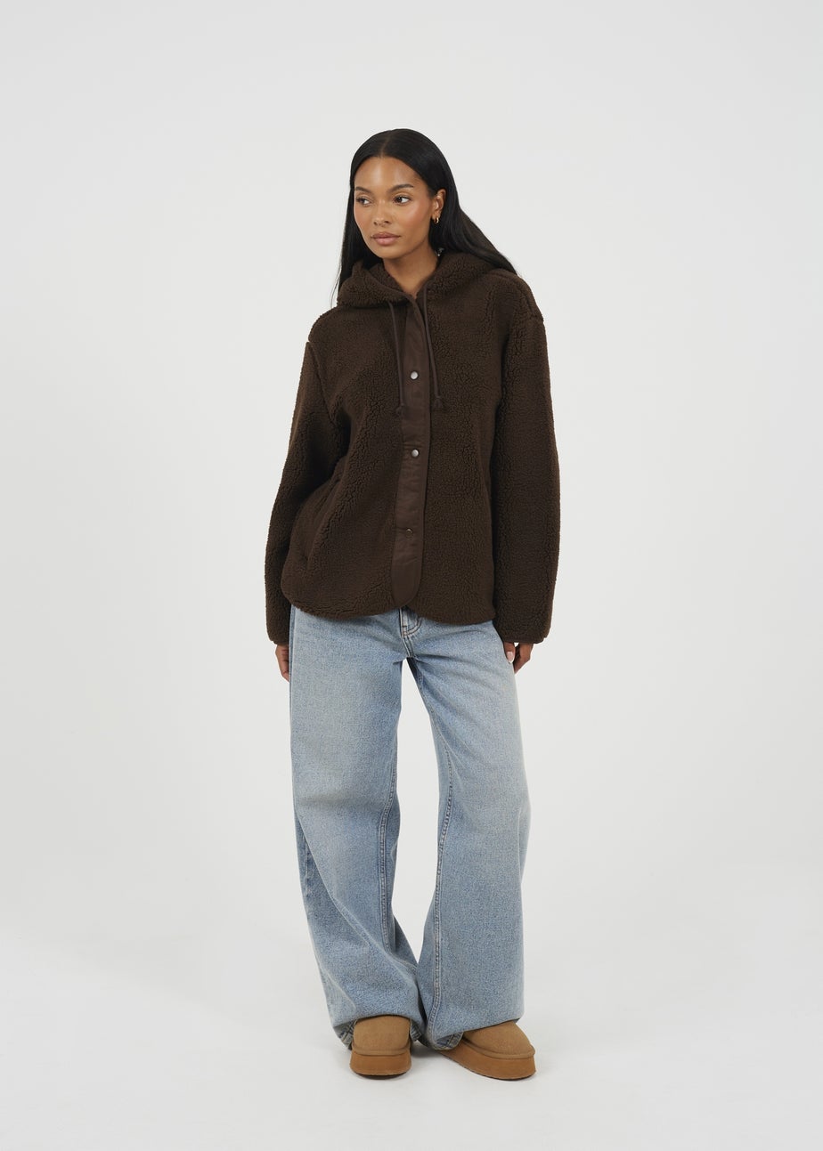 Brave Soul Chocolate Hooded Fleece Jacket