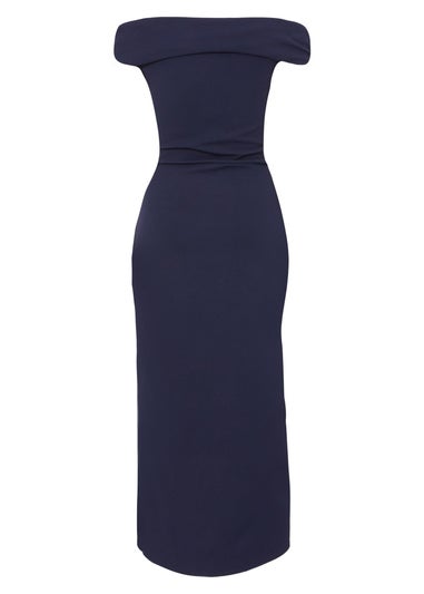 Quiz Navy Bardot Buckle Midi Dress