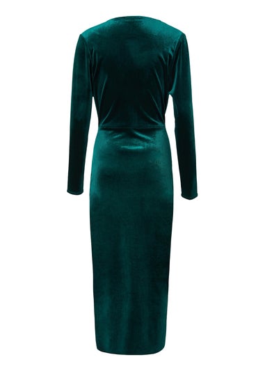 Quiz Green Velvet Wrap Midaxi Dress