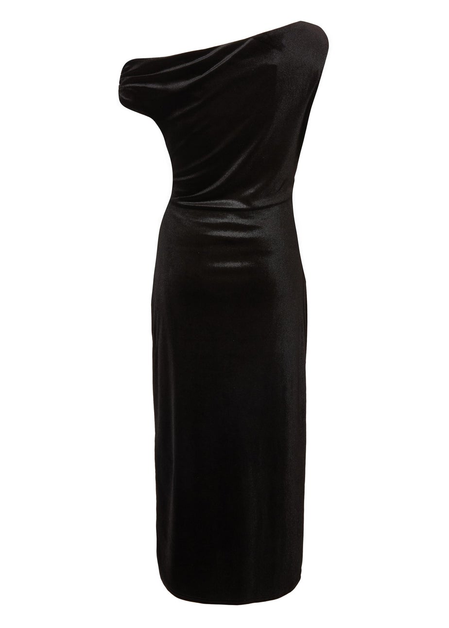 Quiz Black Petite Velvet Sash Detail Midaxi Dress