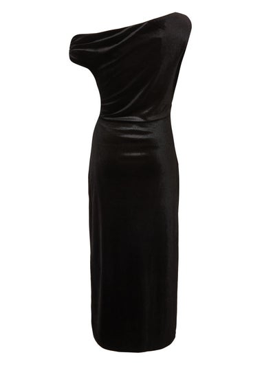 Quiz Black Petite Velvet Sash Detail Midaxi Dress
