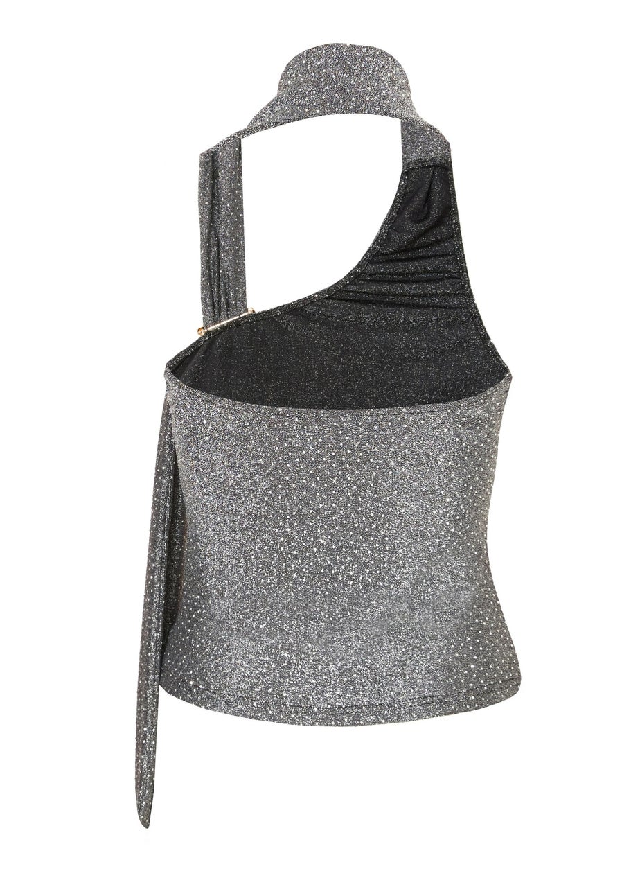 Quiz Grey Wrap Neck Top