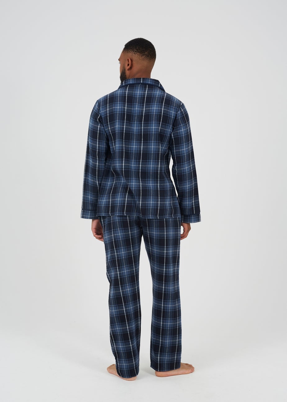 Brave Soul Navy Checked Long Sleeve Pyjama Set