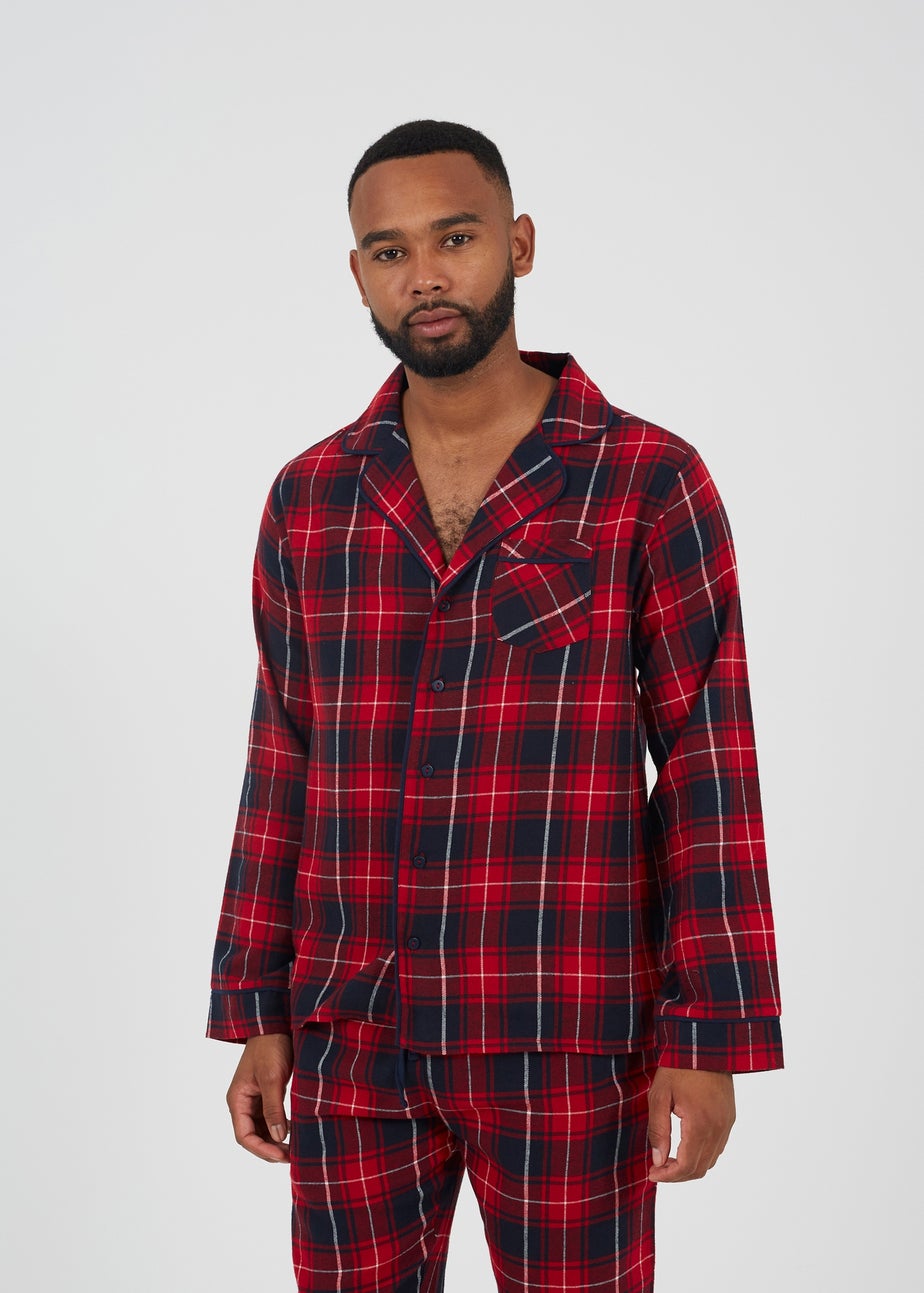 Brave Soul Red Checked Long Sleeve Pyjama Set