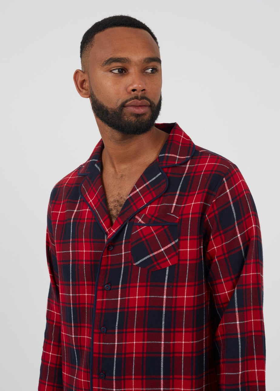Brave Soul Red Checked Long Sleeve Pyjama Set