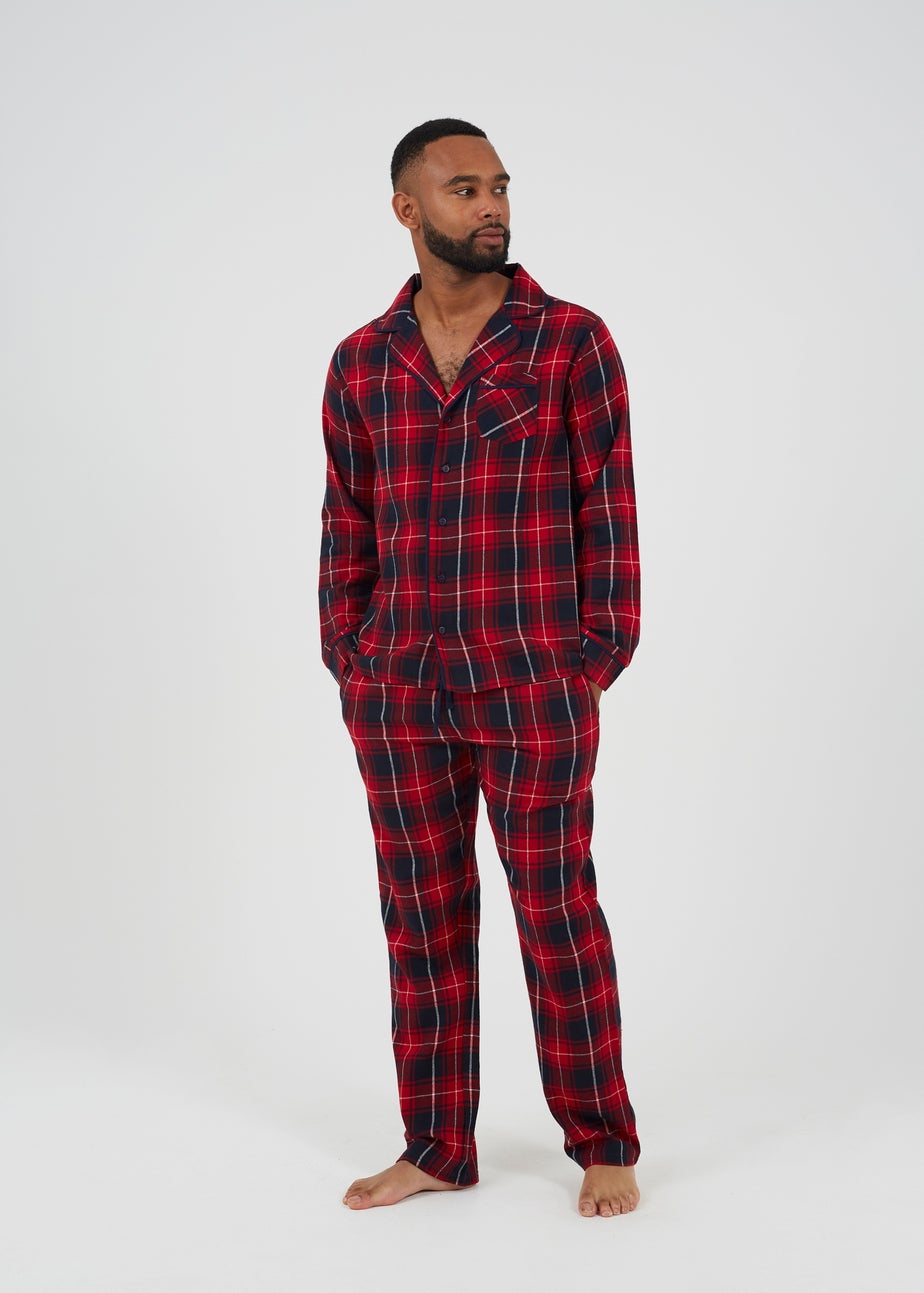 Brave Soul Red Checked Long Sleeve Pyjama Set