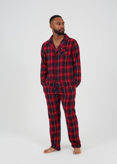 Brave Soul Red Checked Long Sleeve Pyjama Set