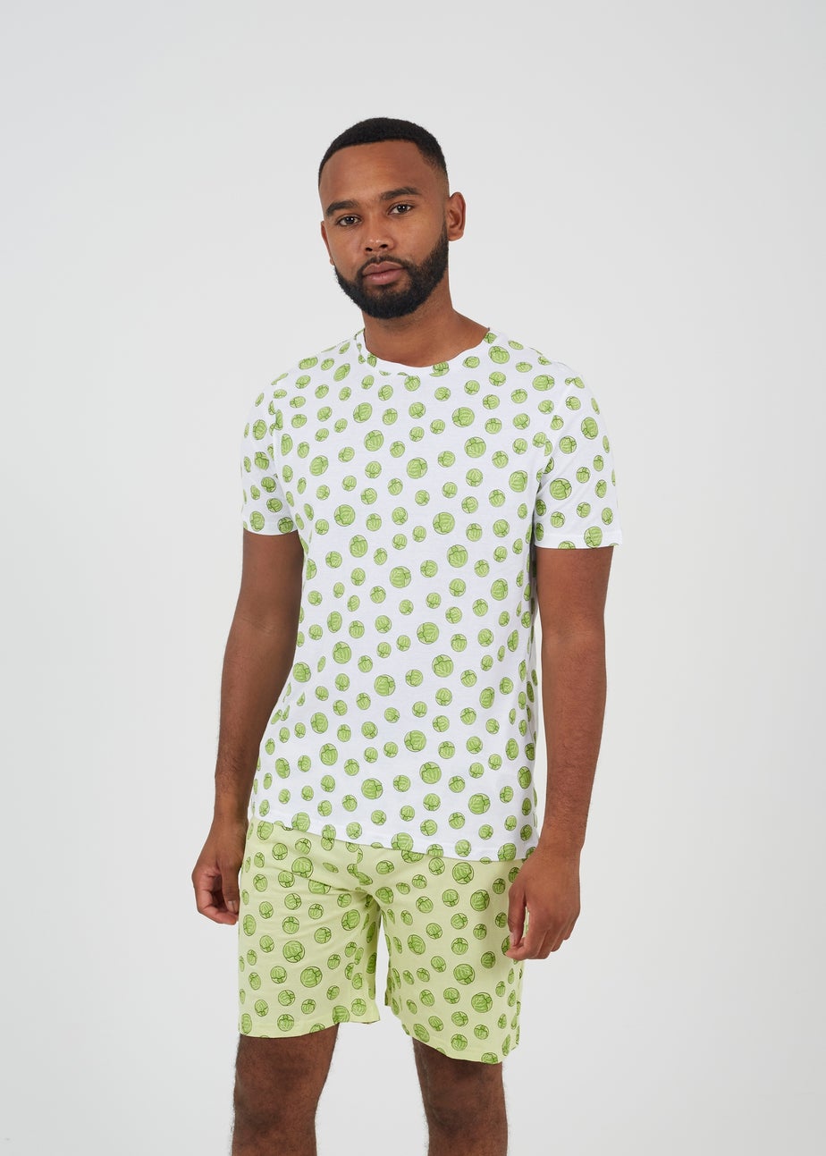 Brave Soul Green Festive Sprout Print Pyjama Set