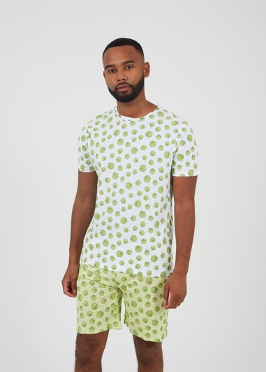 Brave Soul Green Festive Sprout Print Pyjama Set