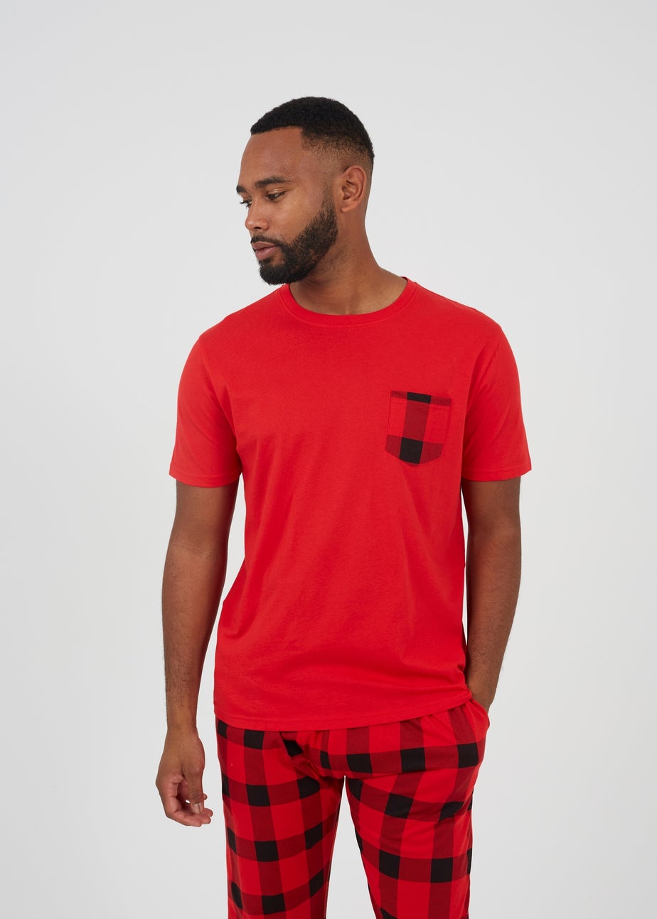 Brave Soul Red Check Print Christmas Loungewear Set