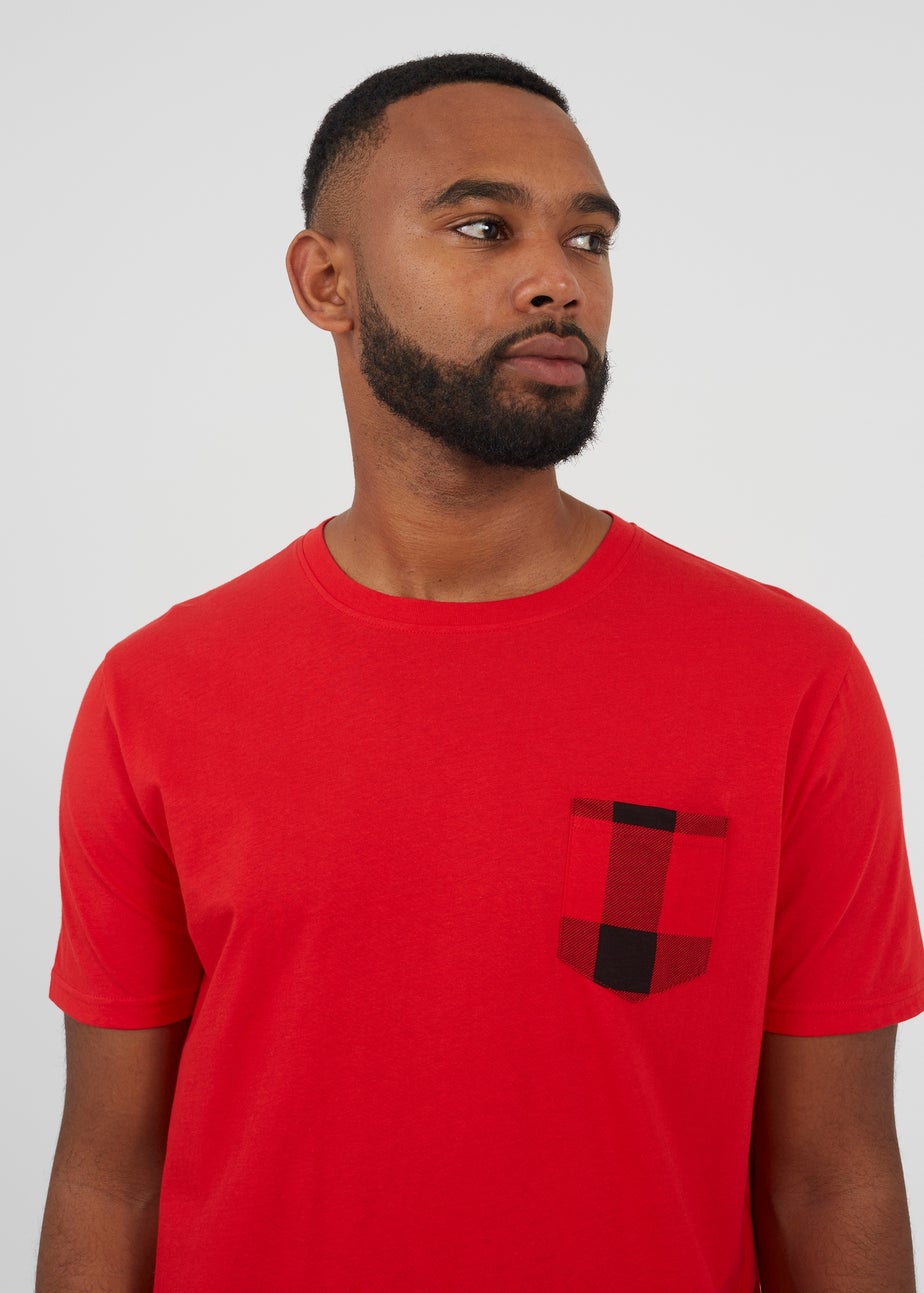 Brave Soul Red Check Print Christmas Loungewear Set