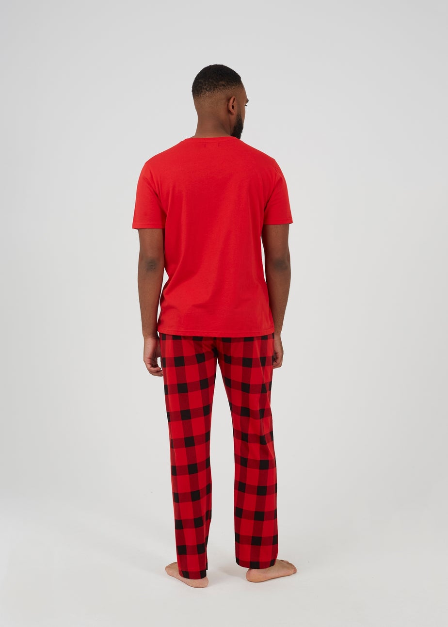 Brave Soul Red Check Print Christmas Loungewear Set