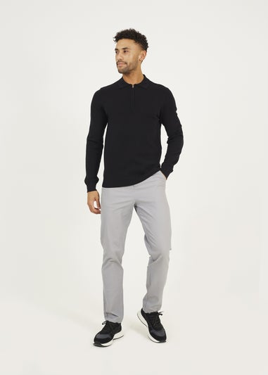 Brave Soul Black Long Sleeve Knitted Polo