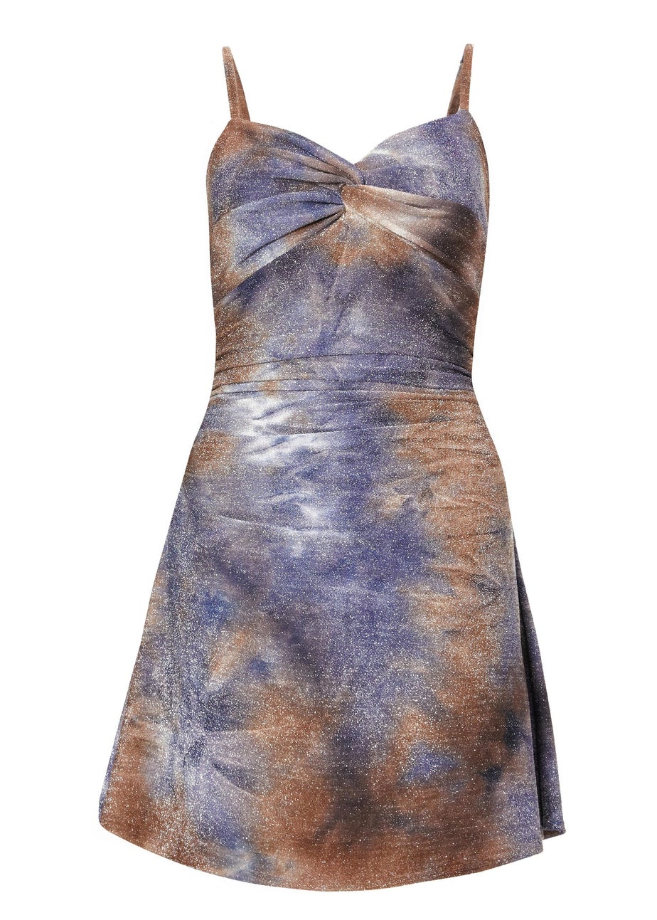 Quiz Multi Glitter Knot Front Mini Dress