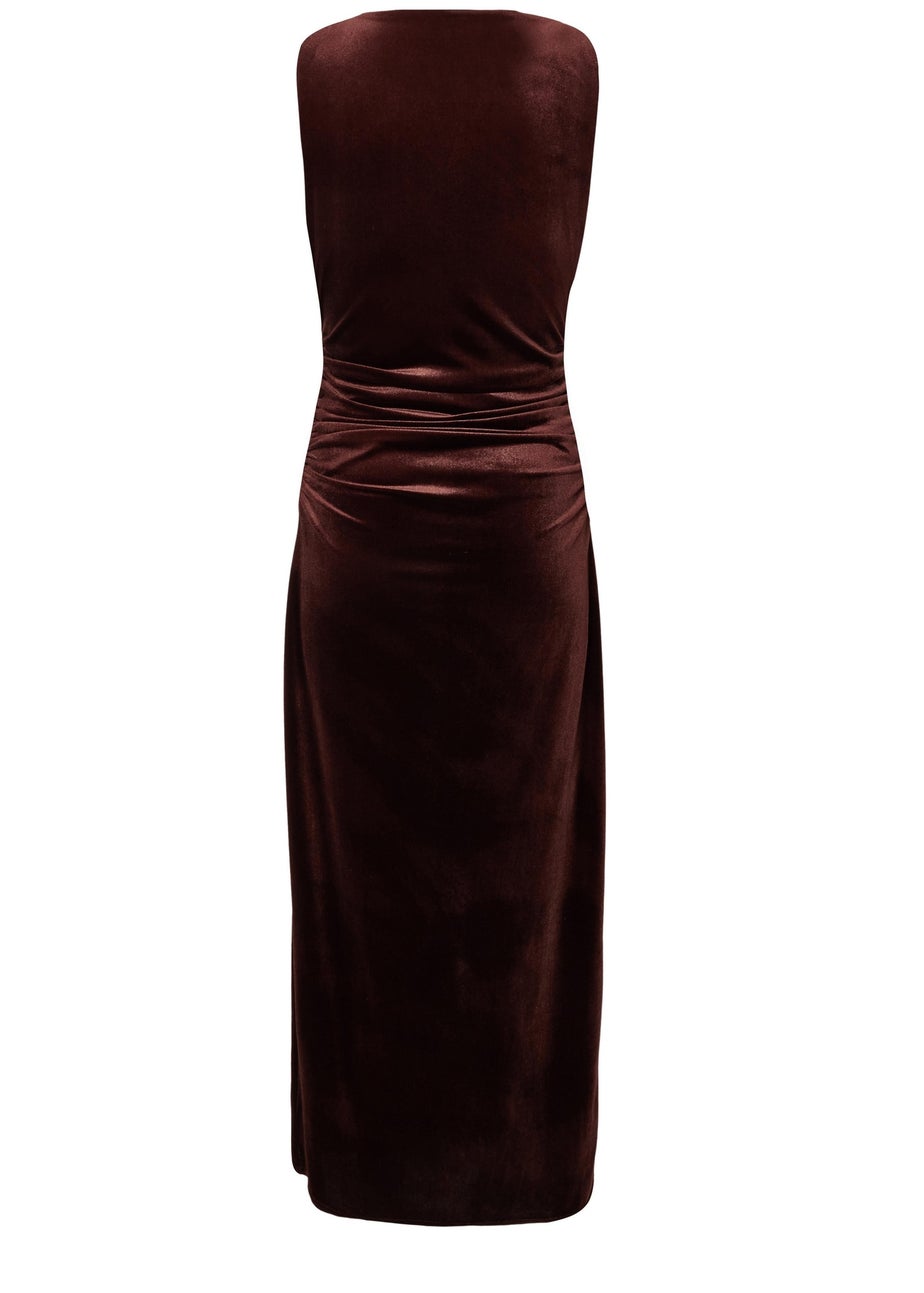 Quiz Brown Velvet Buckle Midaxi Dress