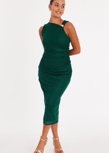 Quiz Green Petite Mesh Midaxi Dress