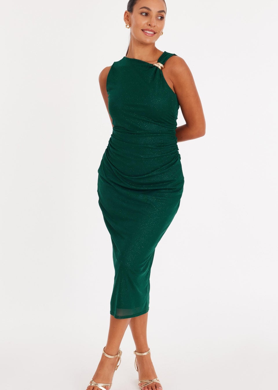 Quiz Green Petite Mesh Midaxi Dress