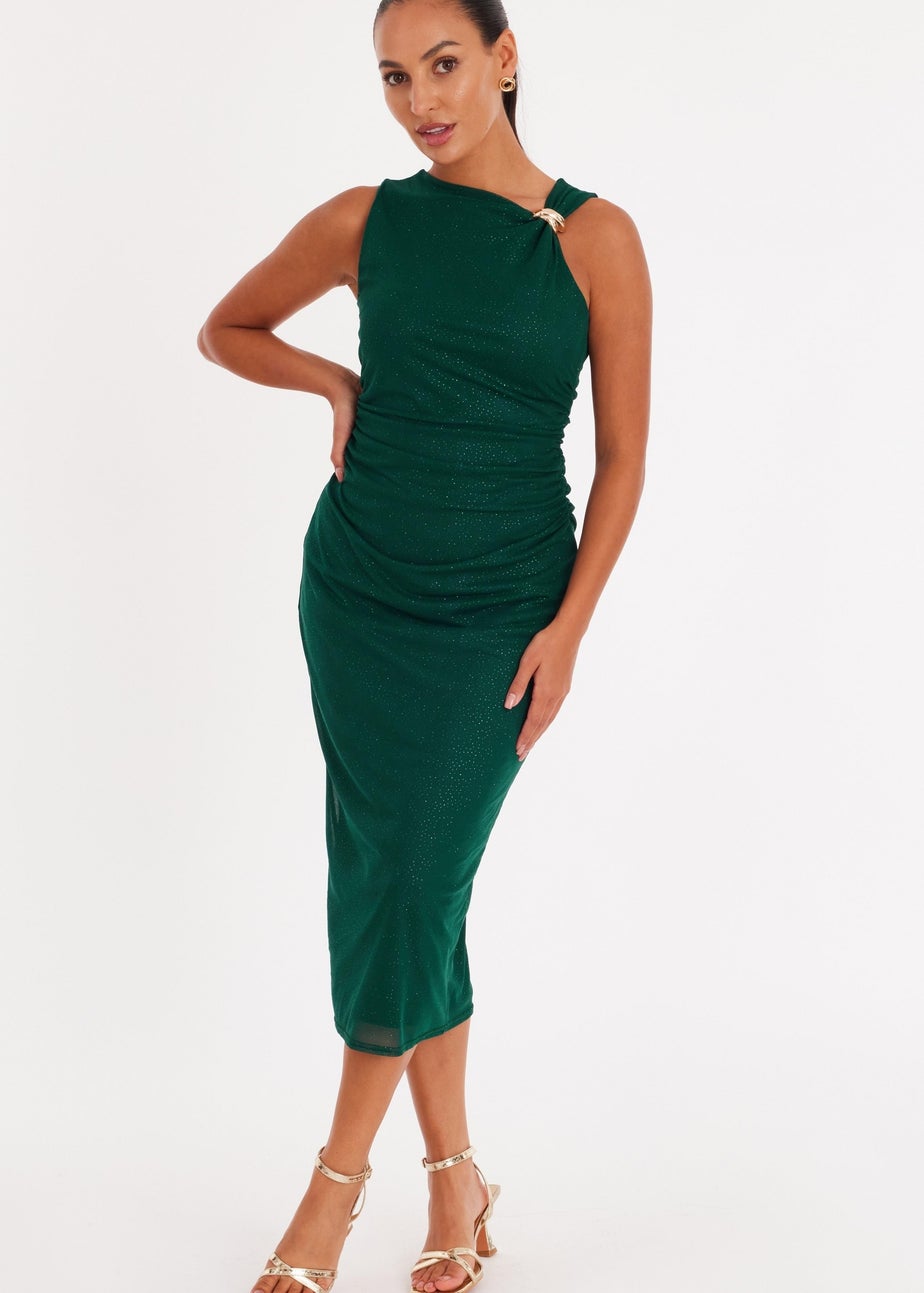 Quiz Green Petite Mesh Midaxi Dress