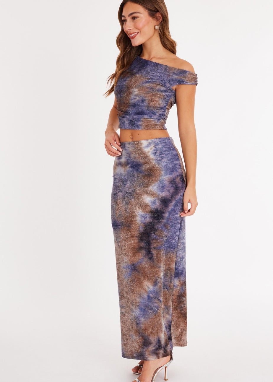 Quiz Multi Glitter Printed Maxi Skirt