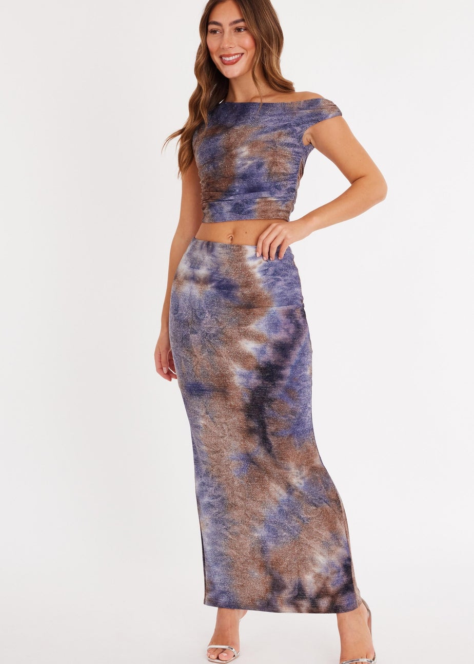 Quiz Multi Glitter Printed Maxi Skirt