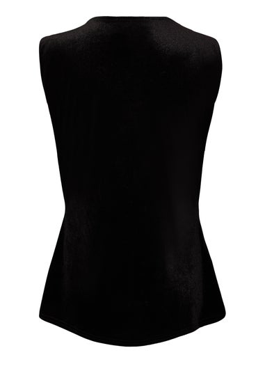 Quiz Black Velvet Round Neck Waistcoat