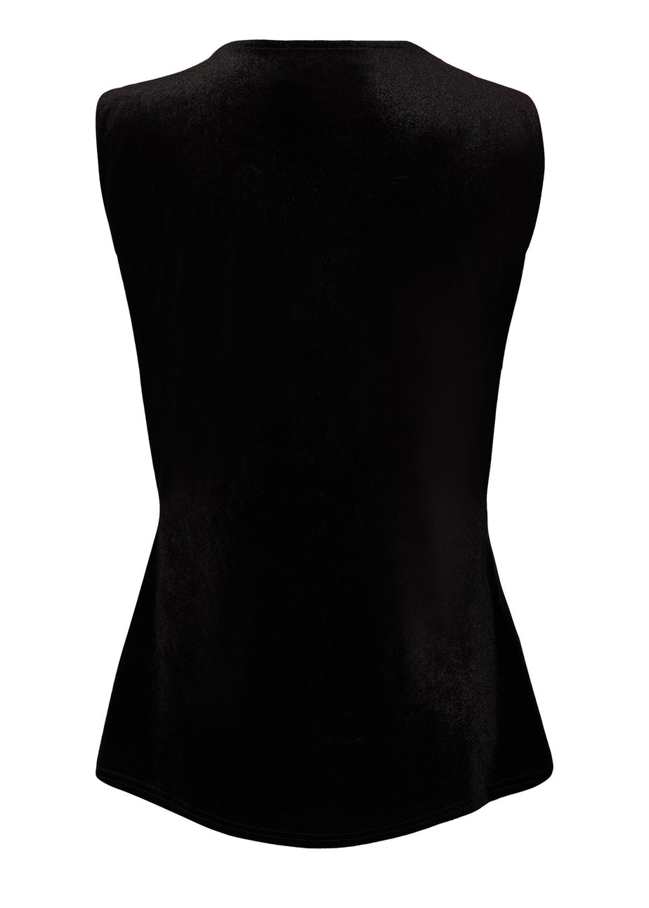 Quiz Black Velvet Round Neck Waistcoat