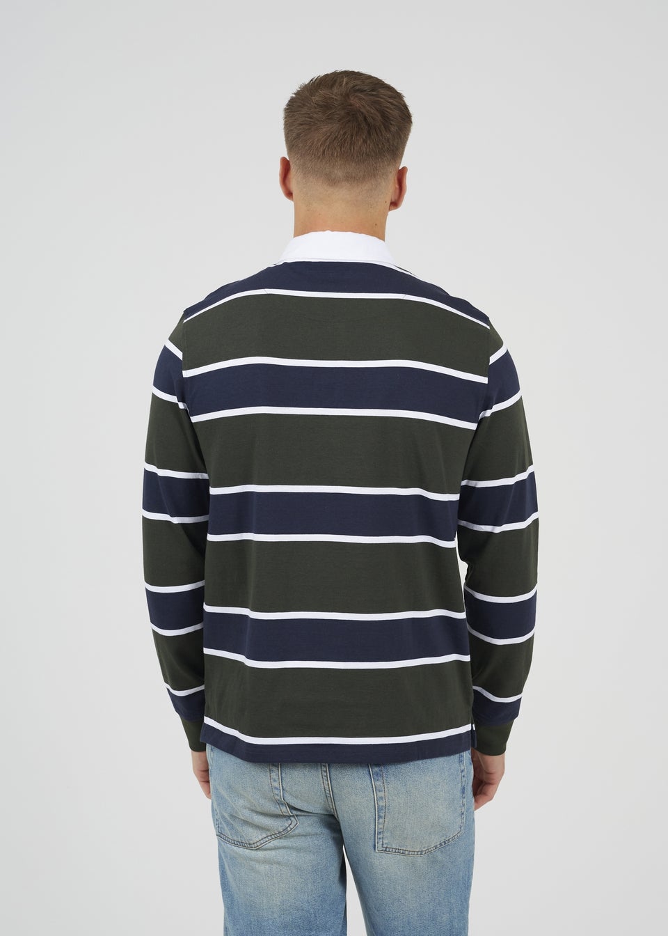 Brave Soul Dark Green Striped Rugby Shirt