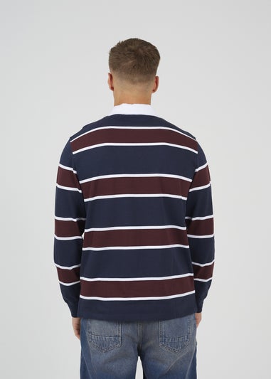 Brave Soul Navy Striped Rugby Shirt