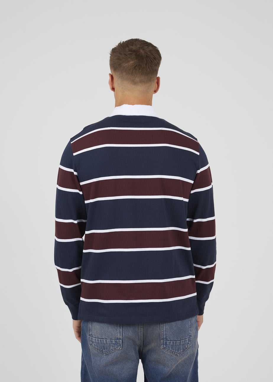 Brave Soul Navy Striped Rugby Shirt