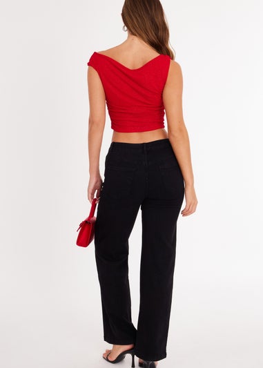 Quiz Red Mesh One Shoulder Top