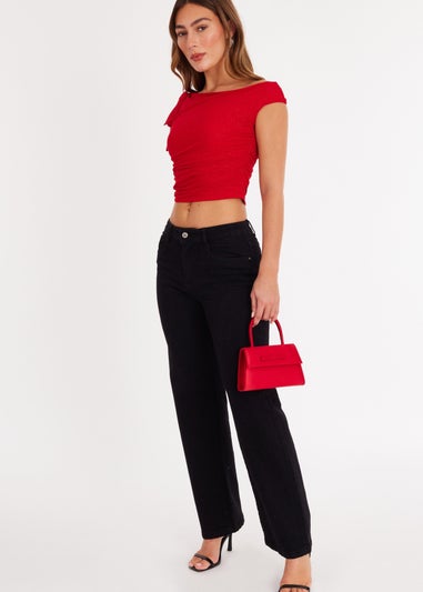 Quiz Red Mesh One Shoulder Top