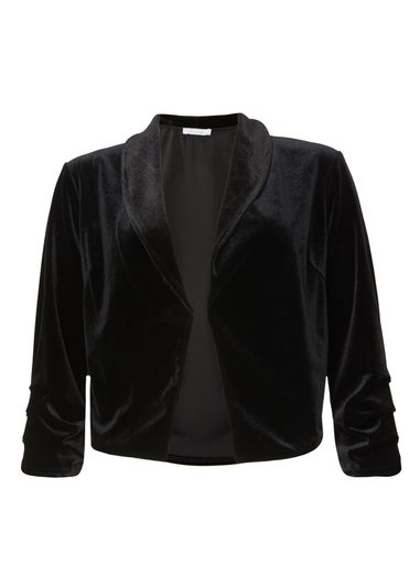 Quiz Black Velvet Cropped Blazer