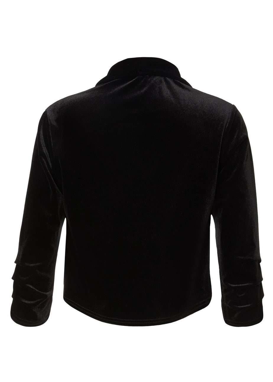Quiz Black Velvet Cropped Blazer