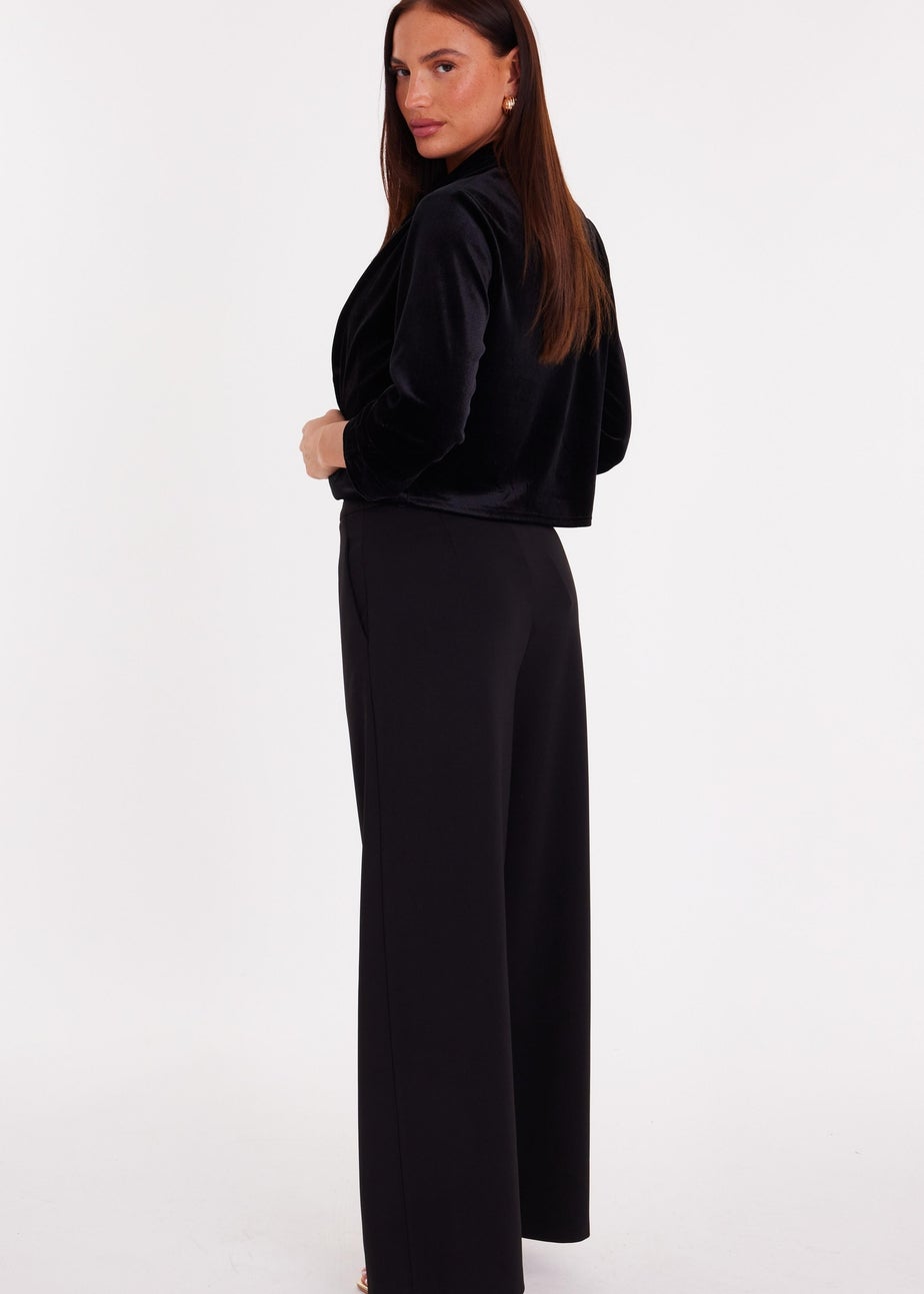 Quiz Black Velvet Cropped Blazer