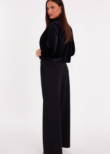 Quiz Black Velvet Cropped Blazer