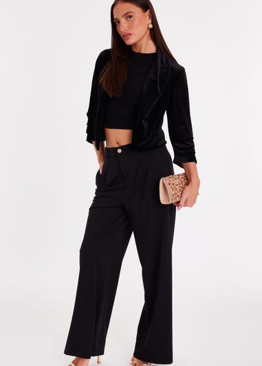 Quiz Black Glitter Ruched Sleeve Blazer