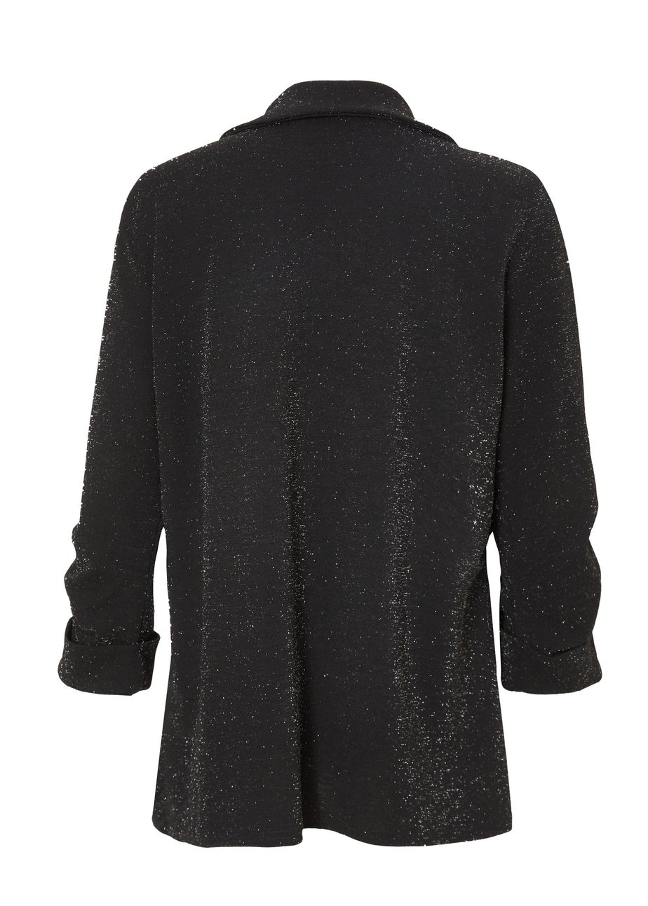 Quiz Black Glitter Ruched Sleeve Blazer