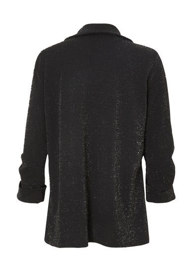 Quiz Black Glitter Ruched Sleeve Blazer
