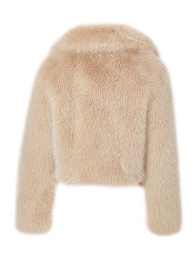 Quiz Stone Faux Fur Cropped Jacket