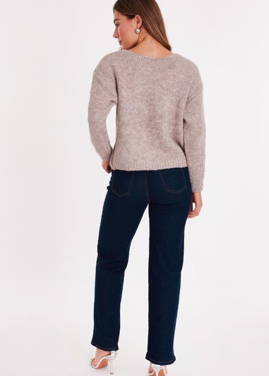 Quiz Stone Sequin Bow Jumper